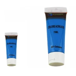 SET 6 PEZZI PITTURA ACRILICA VERNICE CONFEZIONE COLORE CELESTE TUBO 75 ML 07498