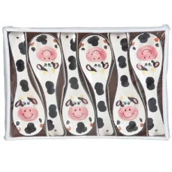 SET 6 PEZZI POGGIAMESTOLI POGGIA MESTOLO IN CERAMICA BIANCA MUCCA CUCINA 135516