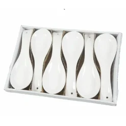 SET 6 PEZZI POGGIAMESTOLO POGGIA MESTOLO IN CERAMICA BIANCA CUCINA