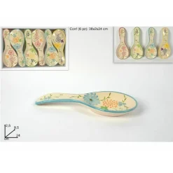 SET 6 PEZZI POGGIAMESTOLO POGGIA MESTOLO IN CERAMICA DECORO FIORI CUCINA