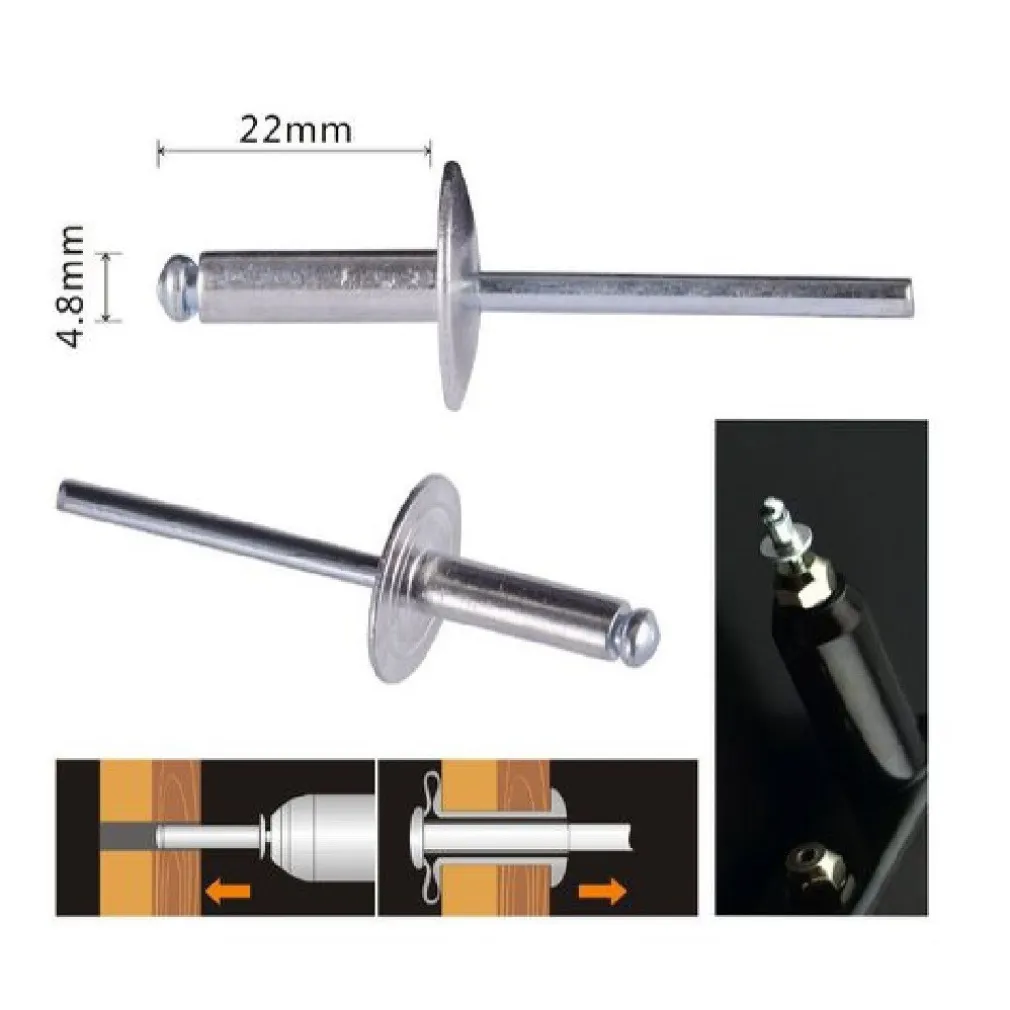 SET 9 PEZZI RIVETTI RIVETTO 4.8 X 22 MM ACCESSORI PER BRICOLAGE FERRAMENTA 94984