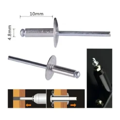 SET 13 PEZZI RIVETTI RIVETTO 4.8 X 10 MM ACCESSORI BRICOLAGE FERRAMENTA 94980