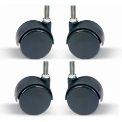 SET 4 PEZZI RUOTE GIREVOLI 360 GRADI 50mm PER SEDIA UFFICIO CASA COLORE NERO