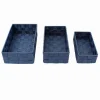 SET 3 PEZZI SCATOLA PORTA OGGETTI IN TESSUTO INTRECCIATO CONTENITORI BLU 79058