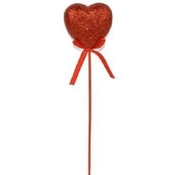 SET 2 PEZZI SPILLONE CUORE ROSSO GLITTERATO 13X2,5X30 CM ACCESSORI SAN VALENTINO