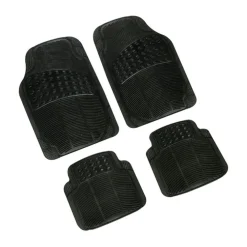 SET 4 PEZZI TAPPETI PER AUTO TAPPETINI UNIVERSALI IN GOMMA SINTETICA PVC NERO
