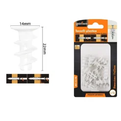 SET 12 PEZZI TASSELLI IN PLASTICA TASSELLO FISCHER FISSAGGIO VITI 14X22 MM 57186