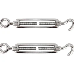 SET 2 PEZZI TENDITORE A VITE CON GANCIO ED OCCHIELLO ACCIAIO 6MM