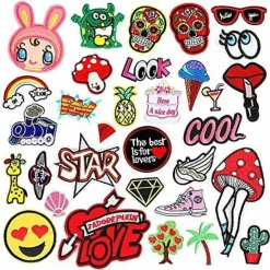 SET 36 PEZZI TOPPA ADESIVA TERMOADESIVA DA CUCIRE VARIE FANTASIE COLORATE