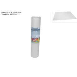 SET 20 PEZZI TOVAGLIETTE TOVAGLIE A STRAPPO RUNNER TNT RULLO 30 X 40 CM BIANCO