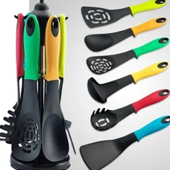 SET 6 PEZZI UTENSILI MESTOLI CUCINA SCHIUMAROLA SPATOLA SPAGHETTI ROYALTY LINE