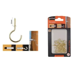 SET 16 PEZZI VITE A GANCIO 3/4" 20 MM VITI AUTOFILETTANTI DORATE PER LEGNO 90808