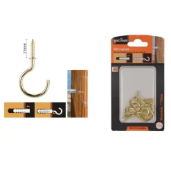 SET 11 PEZZI VITE A GANCIO 1" / 25 MM VITI AUTOFILETTANTI DORATE PER LEGNO 90807