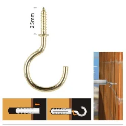 SET 11 PEZZI VITE A GANCIO 1" / 25 MM VITI AUTOFILETTANTI DORATE PER LEGNO 90807