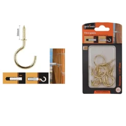 SET 9 PEZZI VITE A GANCIO 1-1/4" 30MM VITI AUTOFILETTANTI DORATE PER LEGNO 90806