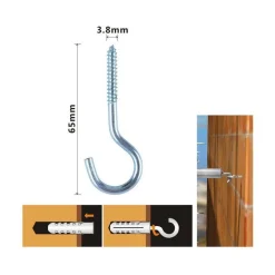 SET 6 PEZZI VITI VITE A GANCIO GANCI 3.8 X 65 MM CON FILETTATURA PER LEGNO 90730