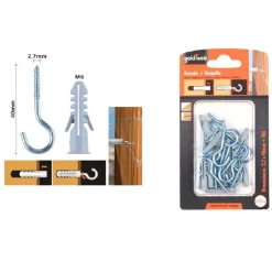 SET 12 PEZZI VITI VITE A GANCIO 2.7X40MM + TASSELLI CON ALETTE TASSELLO M6 90736