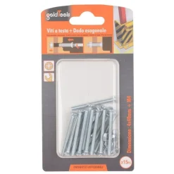 SET 15 PEZZI VITI VITE TESTA A CROCE PIATTA 4X40 MM CON DADO ESAGONALE M4 90937