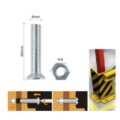 SET 3 PEZZI VITI VITE TESTA A CROCE PIATTA 8 X 40 MM CON DADO ESAGONALE M8 90949