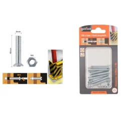 SET 7 PEZZI VITI VITE TESTA A CROCE PIATTA 6 X 40 MM CON DADO ESAGONALE M6 90945