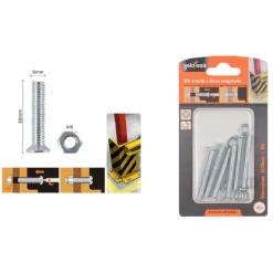 SET 6 PEZZI VITI VITE TESTA A CROCE PIATTA 6 X 50 MM CON DADO ESAGONALE M6 90946