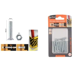 SET 10 PEZZI VITI VITE TESTA A CROCE PIATTA 5X40 MM CON DADO ESAGONALE M5 90941