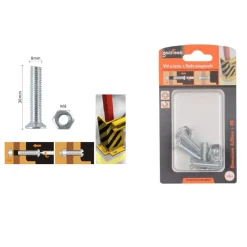 SET 4 PEZZI VITI VITE TESTA A CROCE PIATTA 8 X 30 MM CON DADO ESAGONALE M8 90948