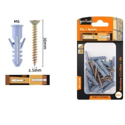 SET 22 PEZZI VITI VITE 3.5X30 MM + TASSELLI CON ALETTE TASSELLO M6 FISCHER 57206