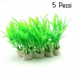 SET 5 PIANTA 12 CM PIANTINA ARTIFICIALE PER ACQUARIO PIANTE FINTE PLASTICA VERDE