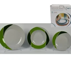SET 18 PIATTI DI CERAMICA PIANI FONDI FRUTTA PIATTO DA PORTATA LINEA LUNA VERDE