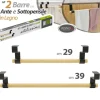 SET 2 PORTA ASCIUGAMANI STROFINACCI IN LEGNO PER ANTE PORTE CON AGGANCIO RAPIDO