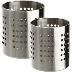 SET 2 PORTAPOSATE FORATO ACCIAIO SCOLAPOSATE DA CUCINA PORTAUTENSILI ORGANIZER