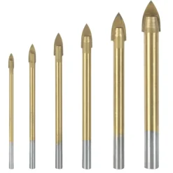 SET 6 PUNTE AD ALETTE PER VETRO E CERAMICA PER TRAPANO 3/4/5/6/8/10 mm