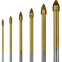 SET 6 PUNTE AD ALETTE PER VETRO E CERAMICA IN TITANIO PER TRAPANO RIBITECH