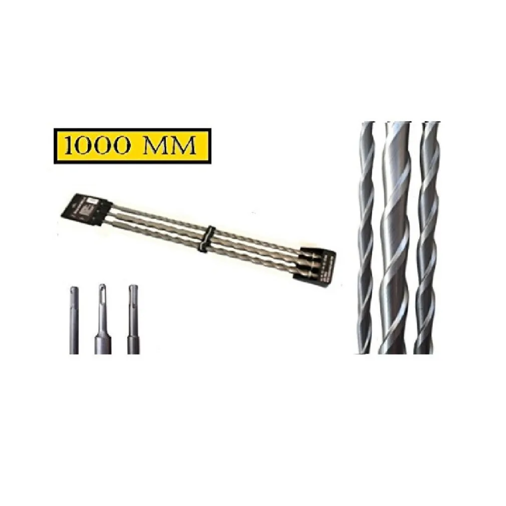 SET 3 PUNTE GIGANTI LUNGHEZZA 1 METRO SDS PLUS PER MURO CEMENTO CALCESTRUZZO