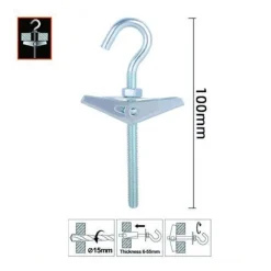 SET 2 PZ ANCORA A FARFALLA CON GANCIO ACCIAIO CON DADO RONDELLA M5X100 MM 57229