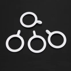 SET 8 PZ ANELLI GANCIO AD ANELLO PER TENDE IN PLASTICA DA 45 MM BIANCO TONDI BAGNO 87352