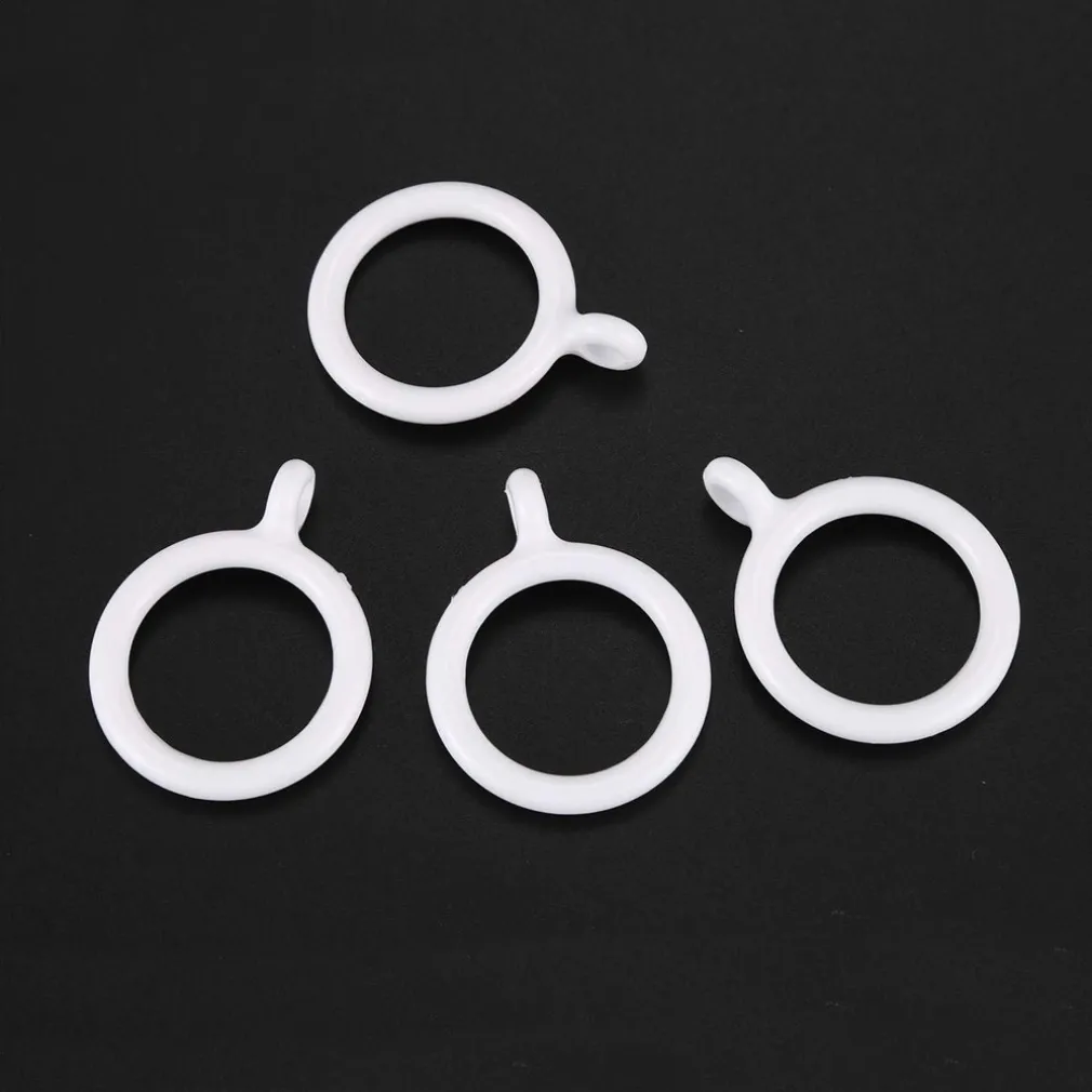 SET 8 PZ ANELLI GANCIO AD ANELLO PER TENDE IN PLASTICA DA 45 MM BIANCO TONDI BAGNO 87352