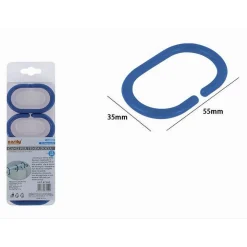 SET 12 PZ ANELLI GANCIO PER TENDA DA DOCCIA BOX BAGNO IN PLASTICA PP BLU 87240