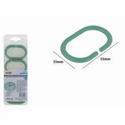 SET 12 PZ ANELLI GANCIO PER TENDA DA DOCCIA BOX BAGNO IN PLASTICA PP VERDE 87242