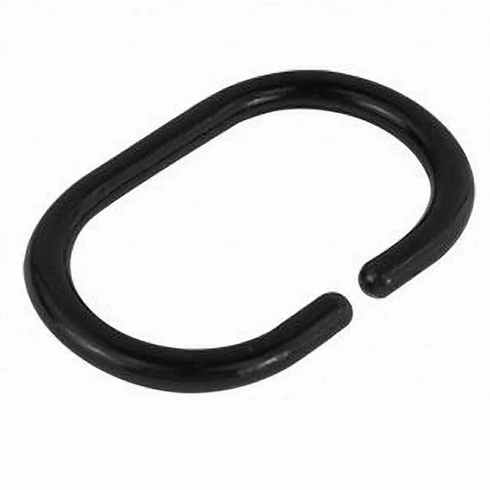 SET 12 PZ ANELLI GANCIO PER TENDA DA DOCCIA BOX BAGNO IN PLASTICA PP NERO 87239