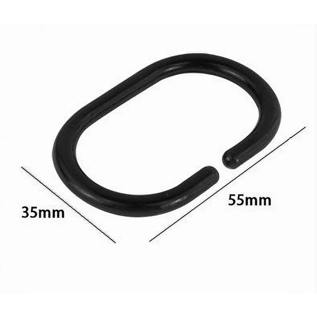 SET 12 PZ ANELLI GANCIO PER TENDA DA DOCCIA BOX BAGNO IN PLASTICA PP NERO 87239