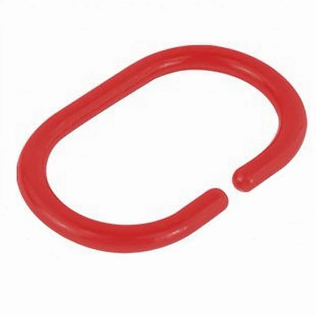 SET 12 PZ ANELLI GANCIO PER TENDA DA DOCCIA BOX BAGNO IN PLASTICA PP ROSSO 87241