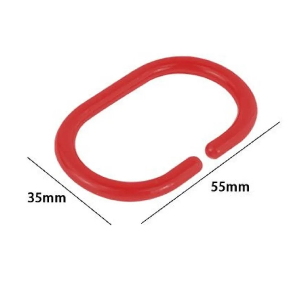 SET 12 PZ ANELLI GANCIO PER TENDA DA DOCCIA BOX BAGNO IN PLASTICA PP ROSSO 87241