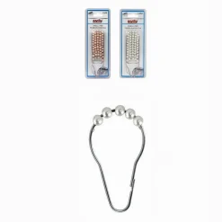 SET 12 PZ ANELLI GANCIO TENDA DOCCIA METALLO CON PERLINE BAGNO BOX DOCCIA 59778
