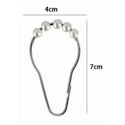 SET 12 PZ ANELLI GANCIO TENDA DOCCIA METALLO CON PERLINE BAGNO BOX DOCCIA 59778