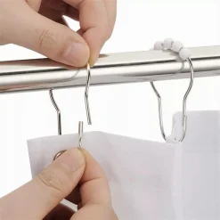 SET 12 PZ ANELLI GANCIO TENDA DOCCIA METALLO CON PERLINE BAGNO BOX DOCCIA 59778