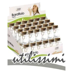SET 48 PZ BARATTOLO BARATTOLINO TAPPO SUGHERO BOMBONIERA IN VETRO 4X5CM 715778