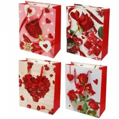 SET 6 PZ. BUSTE DA REGALO 26X32X12CM BORSA SAN VALENTINO ROSE VARI MODELLI 71099