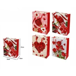 SET 6 PZ. BUSTE DA REGALO 18X23X10CM BORSA SAN VALENTINO ROSE VARI MODELLI 71098